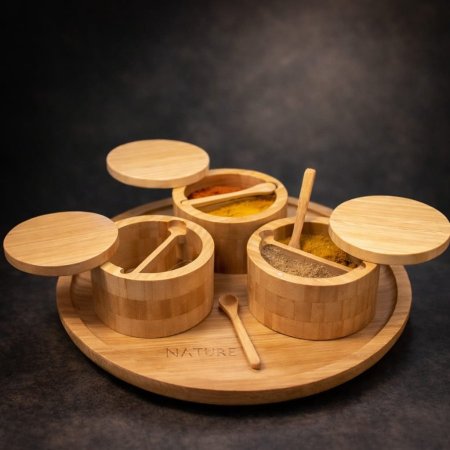 علبة بهارات مقسمة مع معلقة