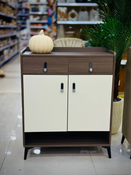 خزانة خشب ارجل معدن بني غامق